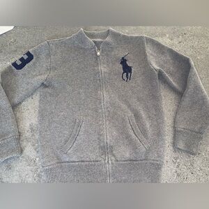 Polo Ralph Lauren full zip cardigan sweater Big pony boy's sz M 10-12 EUC LN